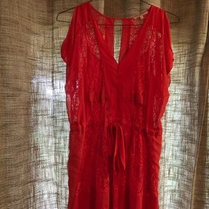 Bright Orange Cold Shoulder Dress